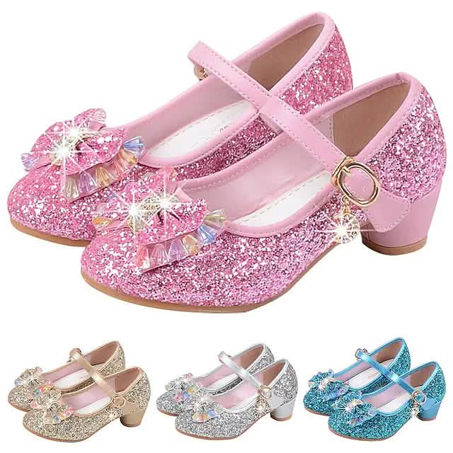 Mädchen High Heel Party Mary Jane Basic Pumps Kleid Kristall Schleife