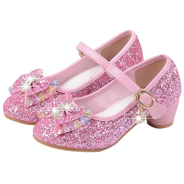 Mädchen High Heel Party Mary Jane Basic Pumps Kleid Kristall Schleife