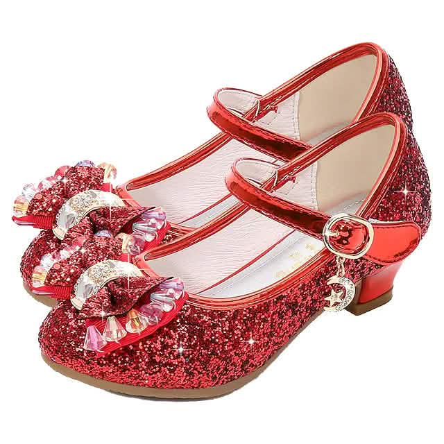 Mädchen High Heel Party Mary Jane Basic Pumps Kleid Kristall Schleife