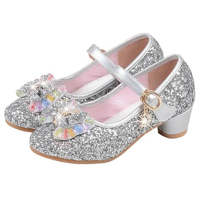 Mädchen High Heel Party Mary Jane Basic Pumps Kleid Kristall Schleife