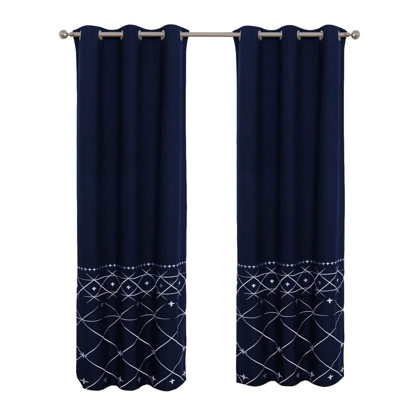 2-teiliges Set: Global Indigo besticktes Fenstervorhangpaar