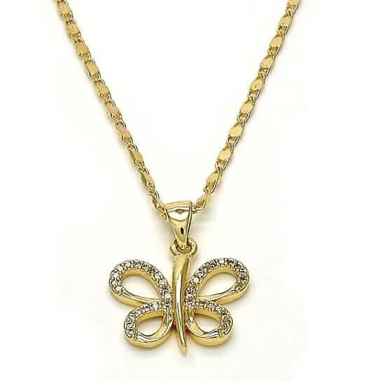 Gold Filled ausgefallene Halskette Schmetterlings-Design mit weißen Micro Pave poliertem Finish goldenem Farbton