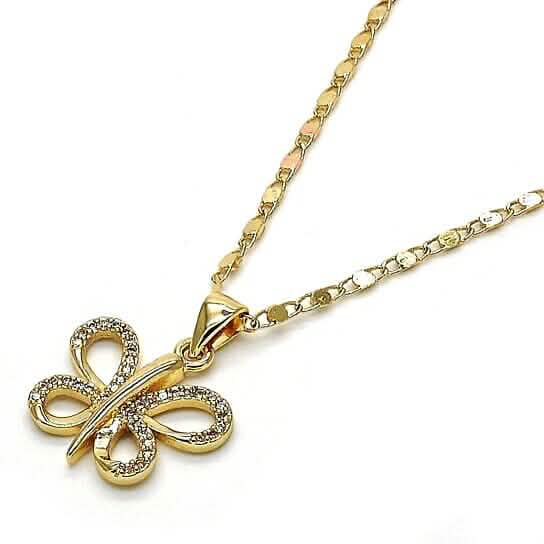 Gold Filled ausgefallene Halskette Schmetterlings-Design mit weißen Micro Pave poliertem Finish goldenem Farbton