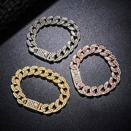Gold Filled Hochglanzpoliert Herrenarmband Hip Hop Miami Cuban Link