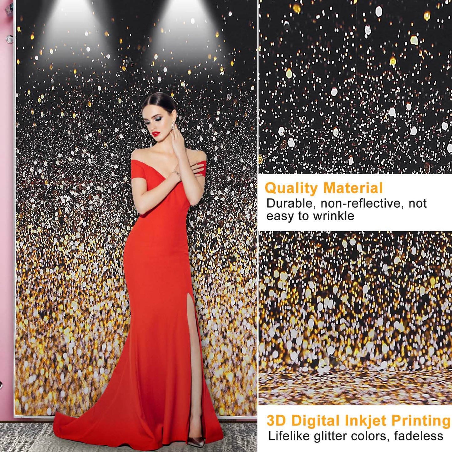 Gradueller Glitzer Schwarz Gold Bokeh Flecken Fotohintergrund