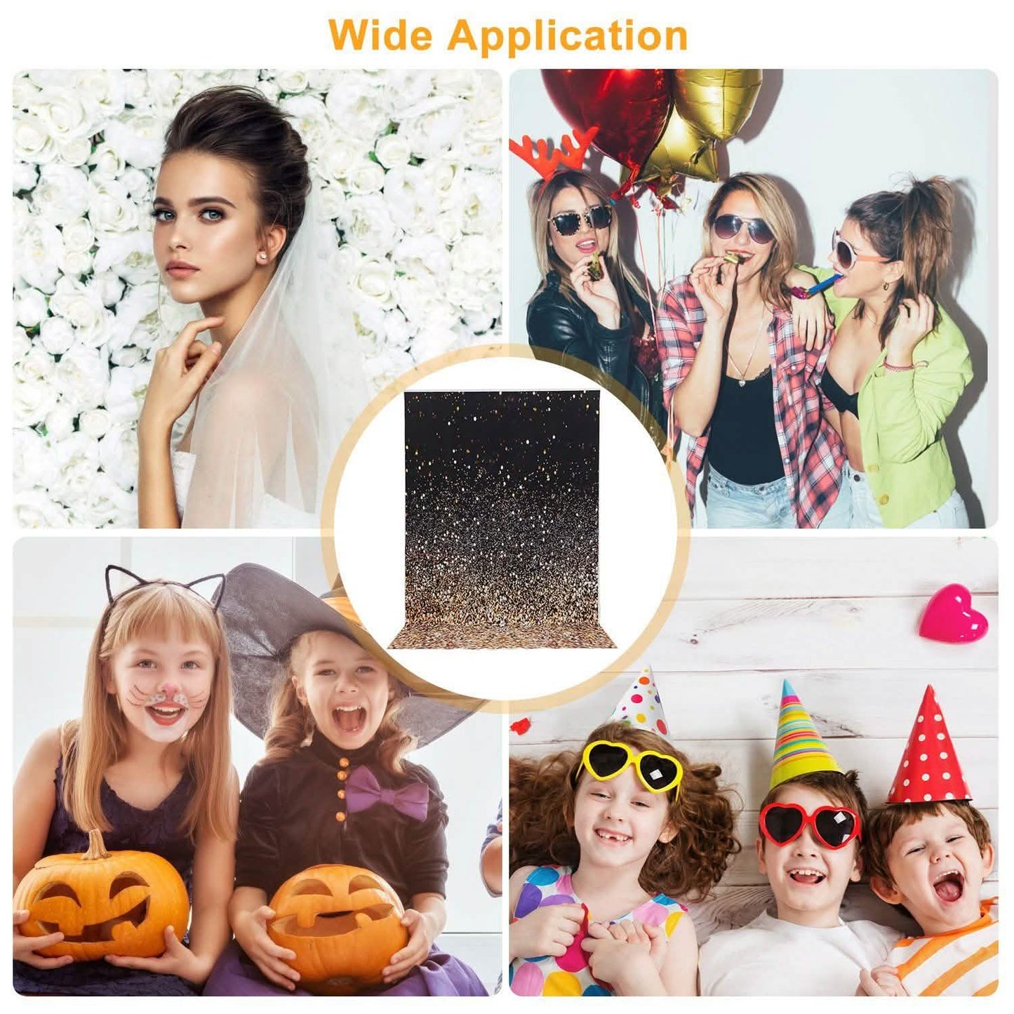 Gradueller Glitzer Schwarz Gold Bokeh Flecken Fotohintergrund