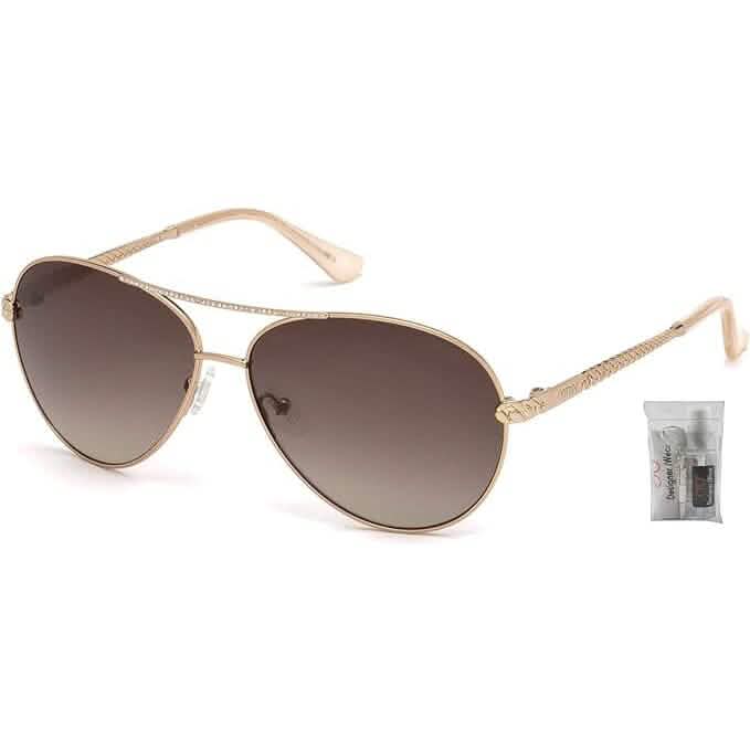 GUESS GU7470-S Piloten-Sonnenbrille für Damen + BUNDLE mit Designer iWear Brillenpflege-Set (Generalüberholt)