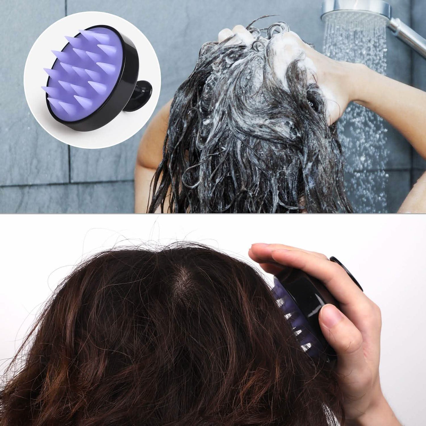 Haarshampoobürste mit weichem Silikon-Kopfhautmassagegerät