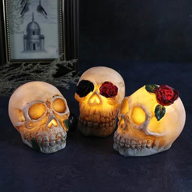 Halloween Harz Totenkopf LED Nachtlicht Dekorative Leuchte