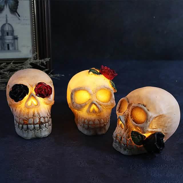 Halloween Harz Totenkopf LED Nachtlicht Dekorative Leuchte