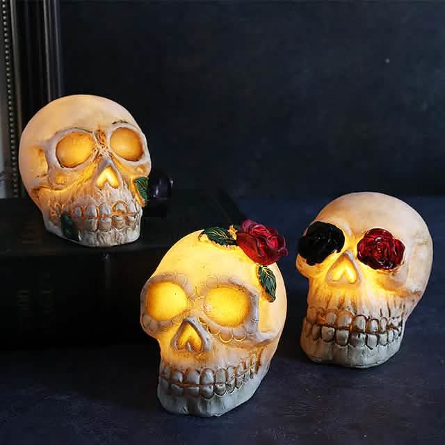 Halloween Harz Totenkopf LED Nachtlicht Dekorative Leuchte