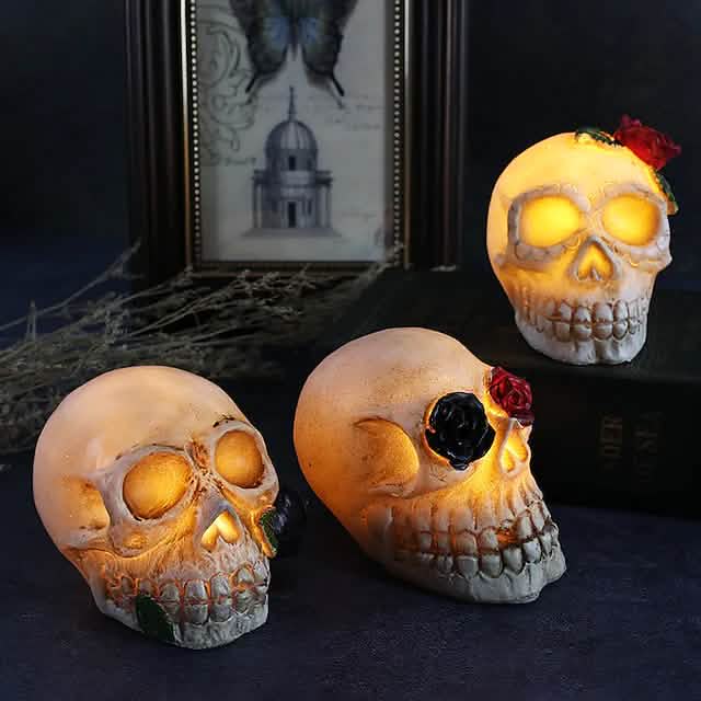 Halloween Harz Totenkopf LED Nachtlicht Dekorative Leuchte