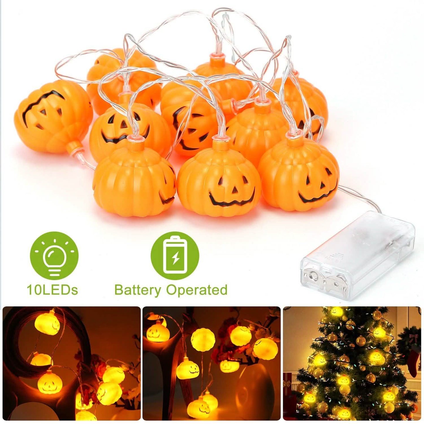 Halloween Lichterkette Kürbis LED-Lampen Batteriebetrieben