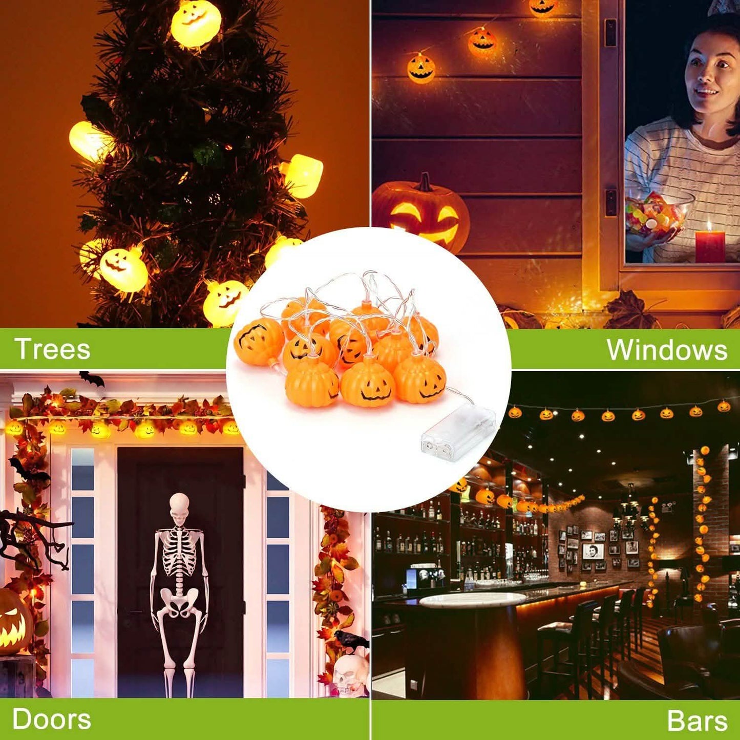 Halloween Lichterkette Kürbis LED-Lampen Batteriebetrieben