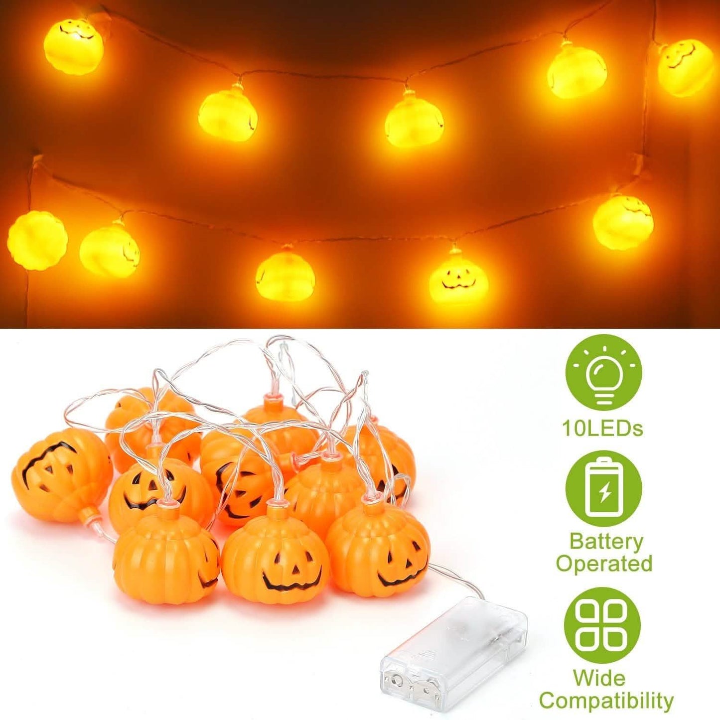 Halloween Lichterkette Kürbis LED-Lampen Batteriebetrieben