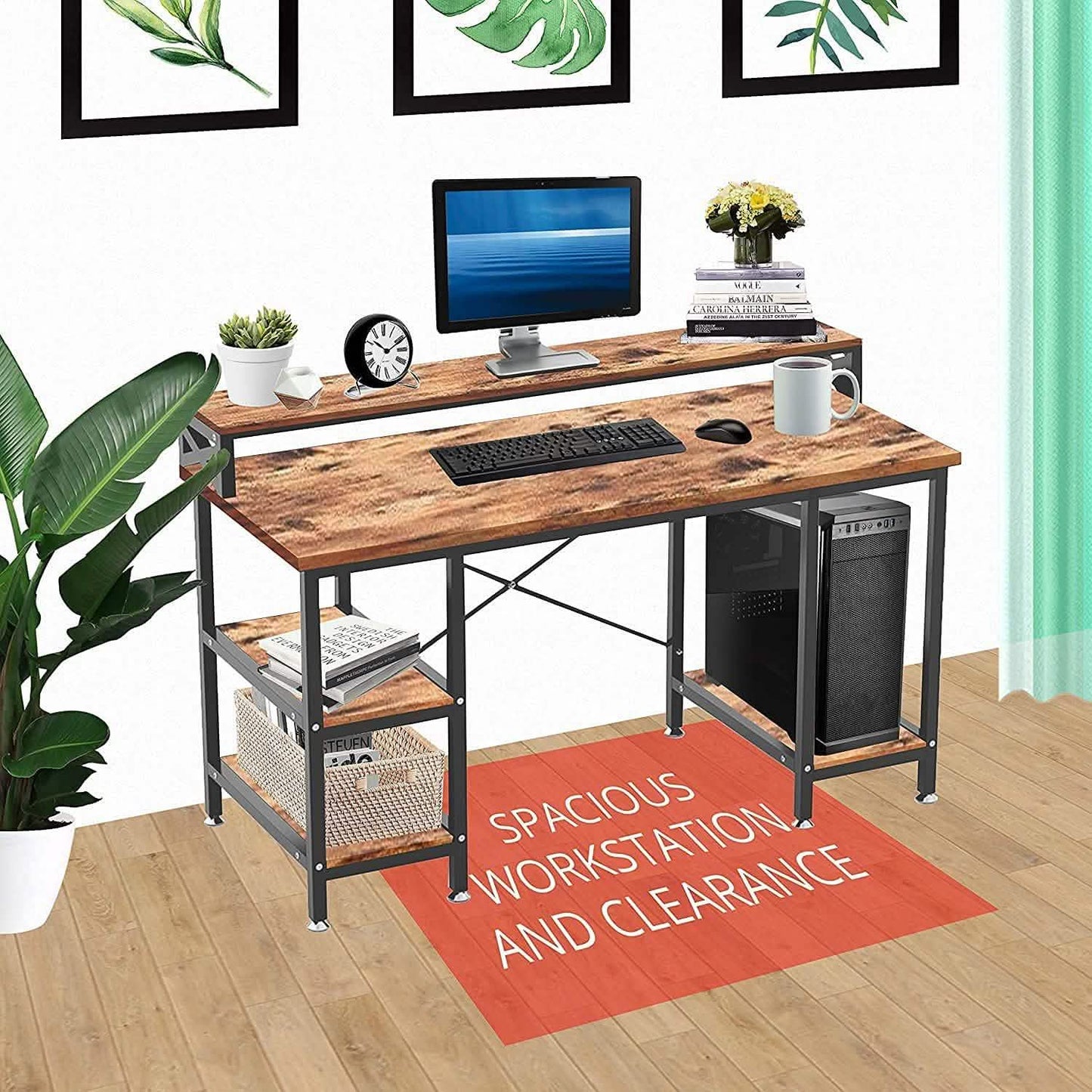 Halter 50-Zoll moderner Büroschreibtisch mit Stauraum