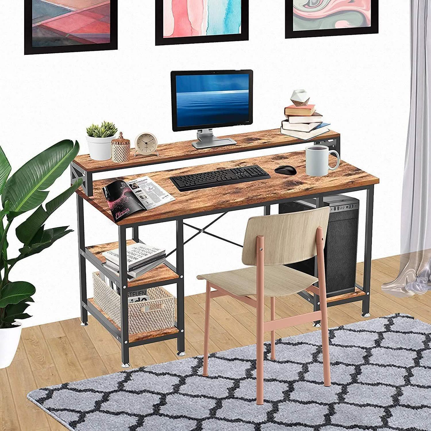 Halter 50-Zoll moderner Büroschreibtisch mit Stauraum