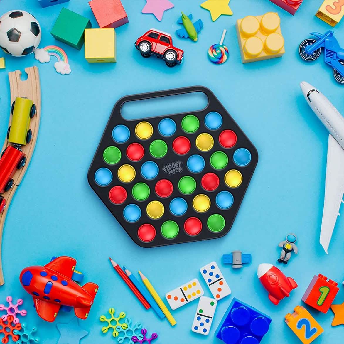 Hard Shell Pop It Fidget Board mit Tragegriff für Erwachsene & Kinder
