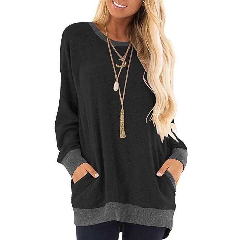 Haute Edition Damen ultraweiches Langarm-Pullover-Sweatshirt