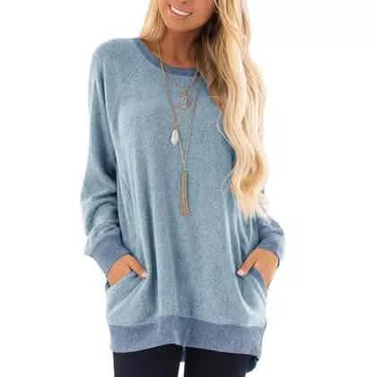Haute Edition Damen ultraweiches Langarm-Pullover-Sweatshirt