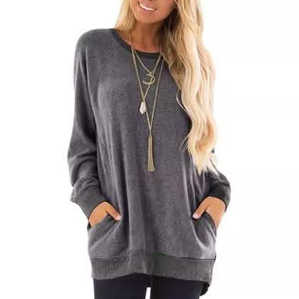 Haute Edition Damen ultraweiches Langarm-Pullover-Sweatshirt