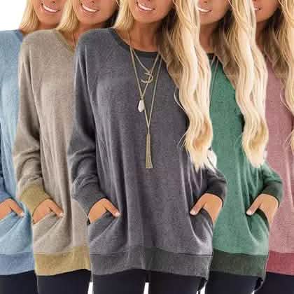 Haute Edition Damen ultraweiches Langarm-Pullover-Sweatshirt