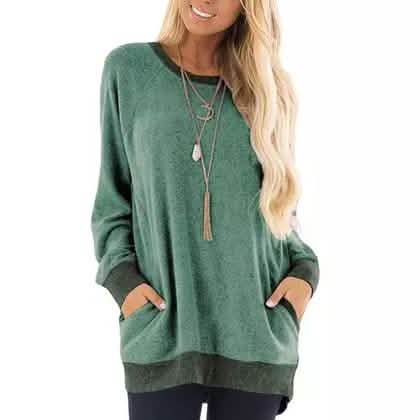 Haute Edition Damen ultraweiches Langarm-Pullover-Sweatshirt