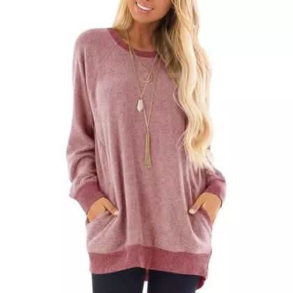 Haute Edition Damen ultraweiches Langarm-Pullover-Sweatshirt