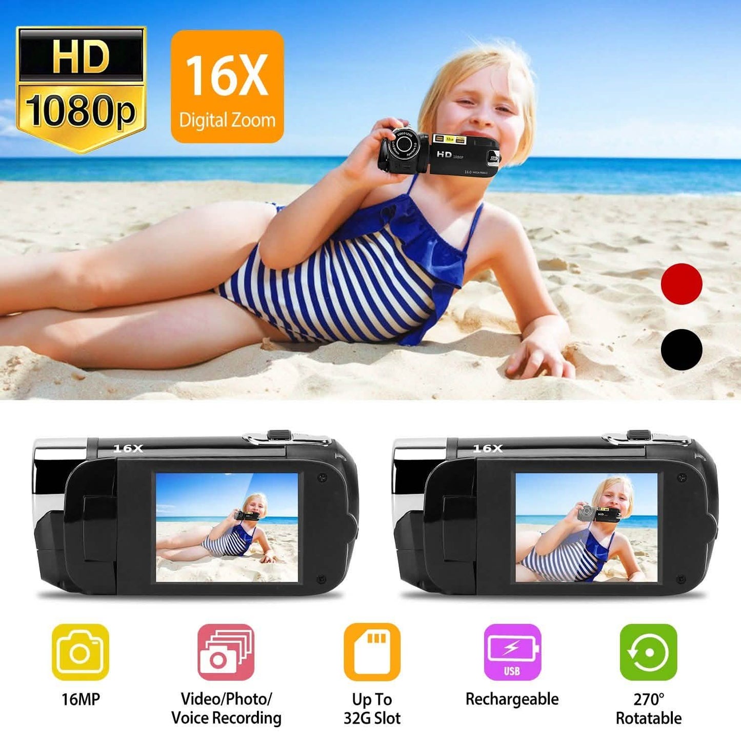 HD 1080P Digitaler Videocamcorder 16-facher Zoom DV-Kamera