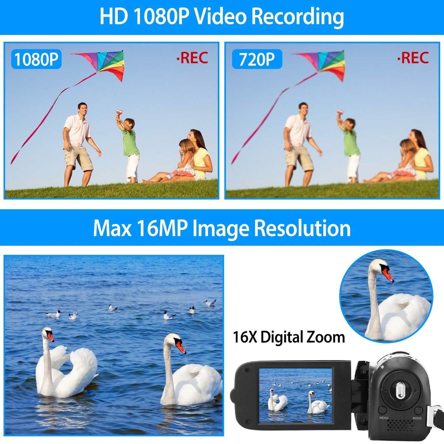 HD 1080P Digitaler Videocamcorder 16-facher Zoom DV-Kamera