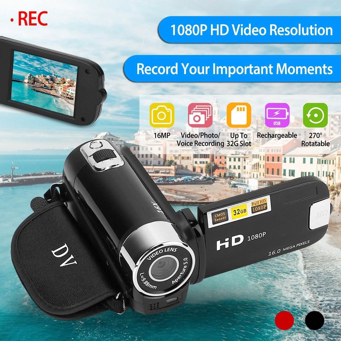 HD 1080P Digitaler Videocamcorder 16-facher Zoom DV-Kamera