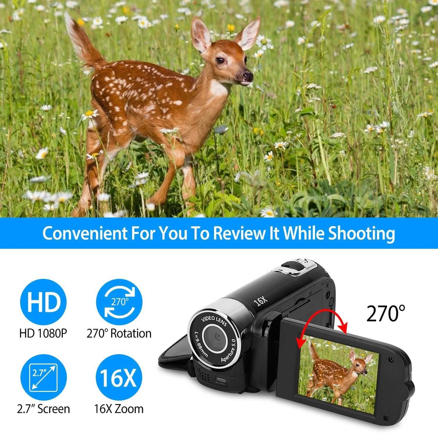 HD 1080P Digitaler Videocamcorder 16-facher Zoom DV-Kamera