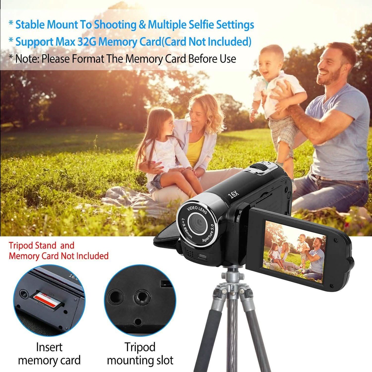 HD 1080P Digitaler Videocamcorder 16-facher Zoom DV-Kamera
