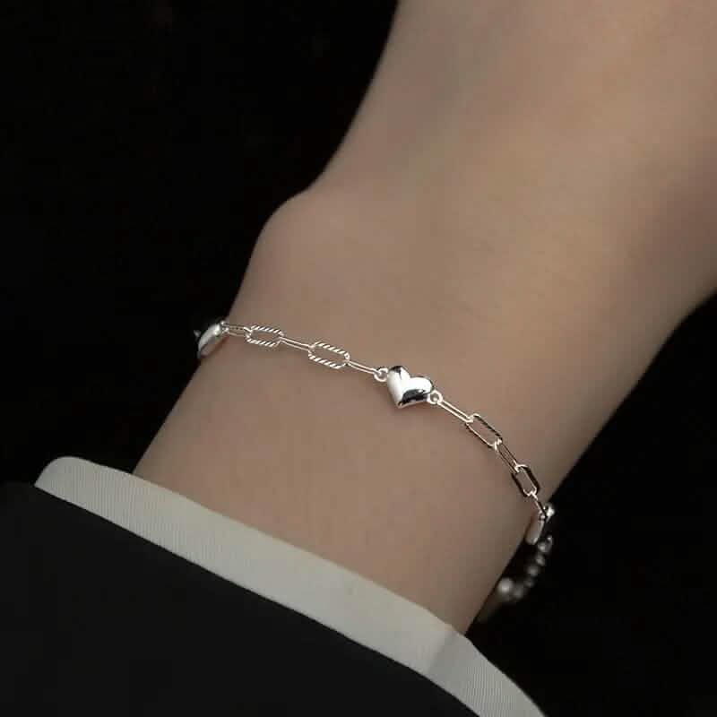 Herzförmiges S925 Silberarmband