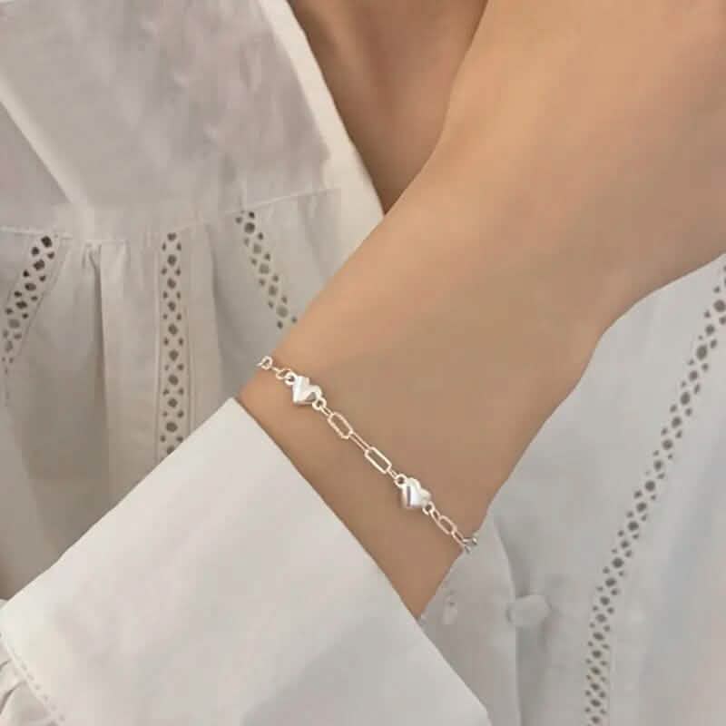 Herzförmiges S925 Silberarmband