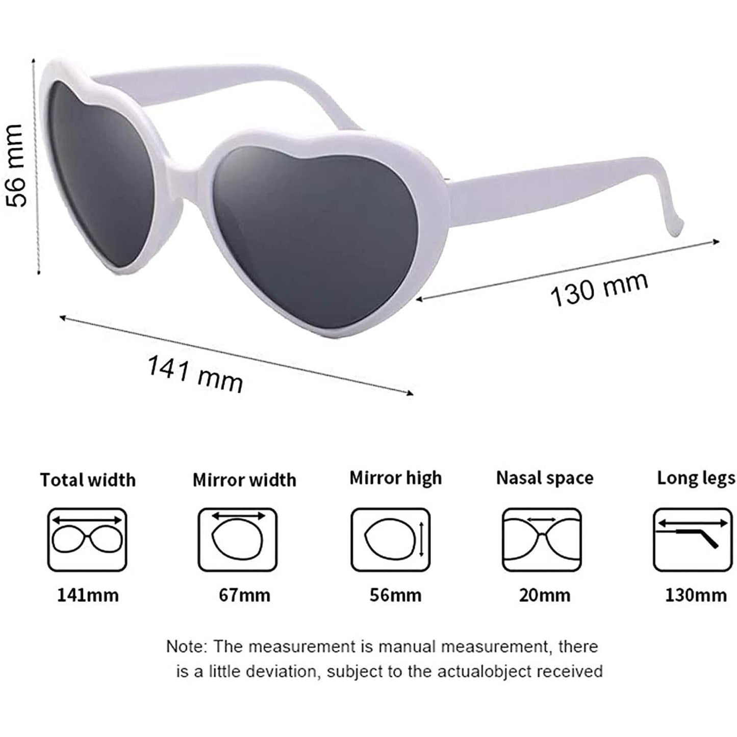 Herzförmige Sonnenbrille EDM Festival Farbwechselnde Brille Herz-Effekt