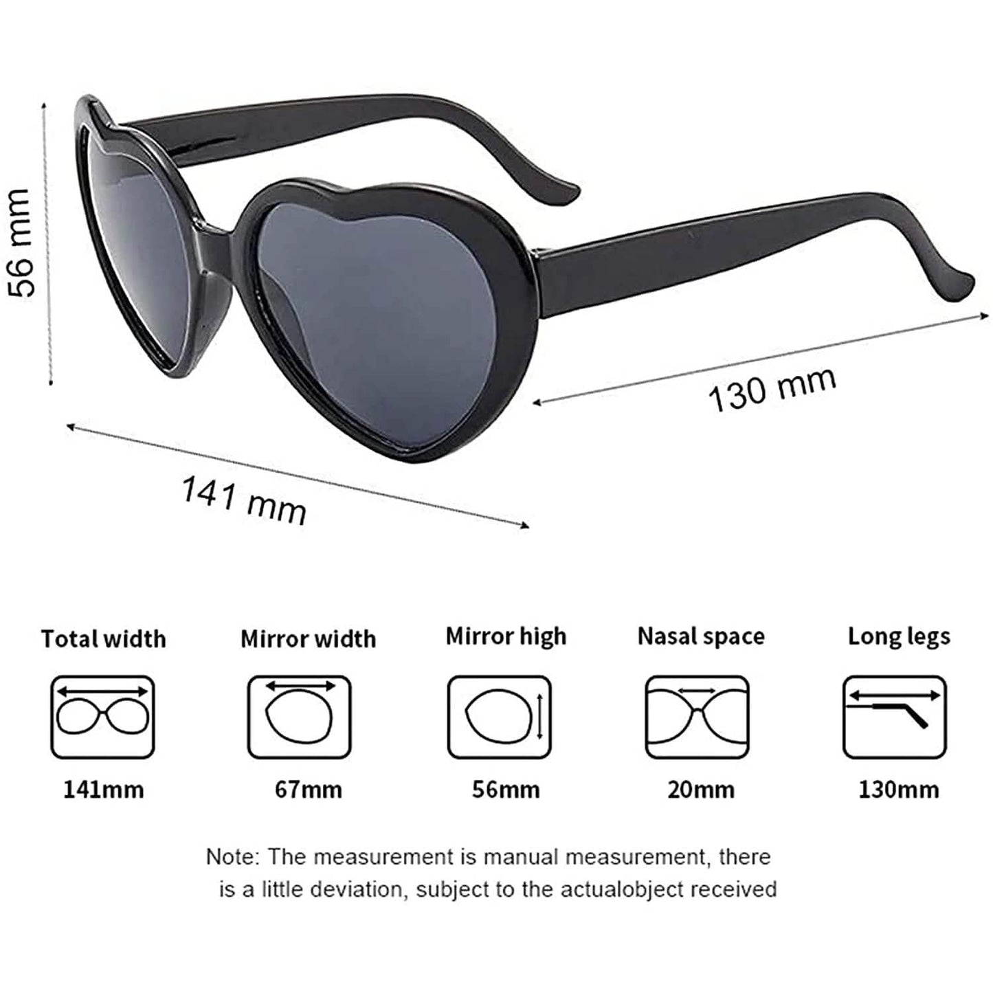 Herzförmige Sonnenbrille EDM Festival Farbwechselnde Brille Herz-Effekt