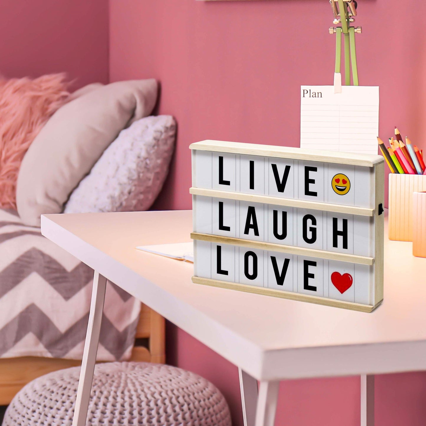 Hearth & Haven LED-Nachrichtenleuchtkasten aus Holz