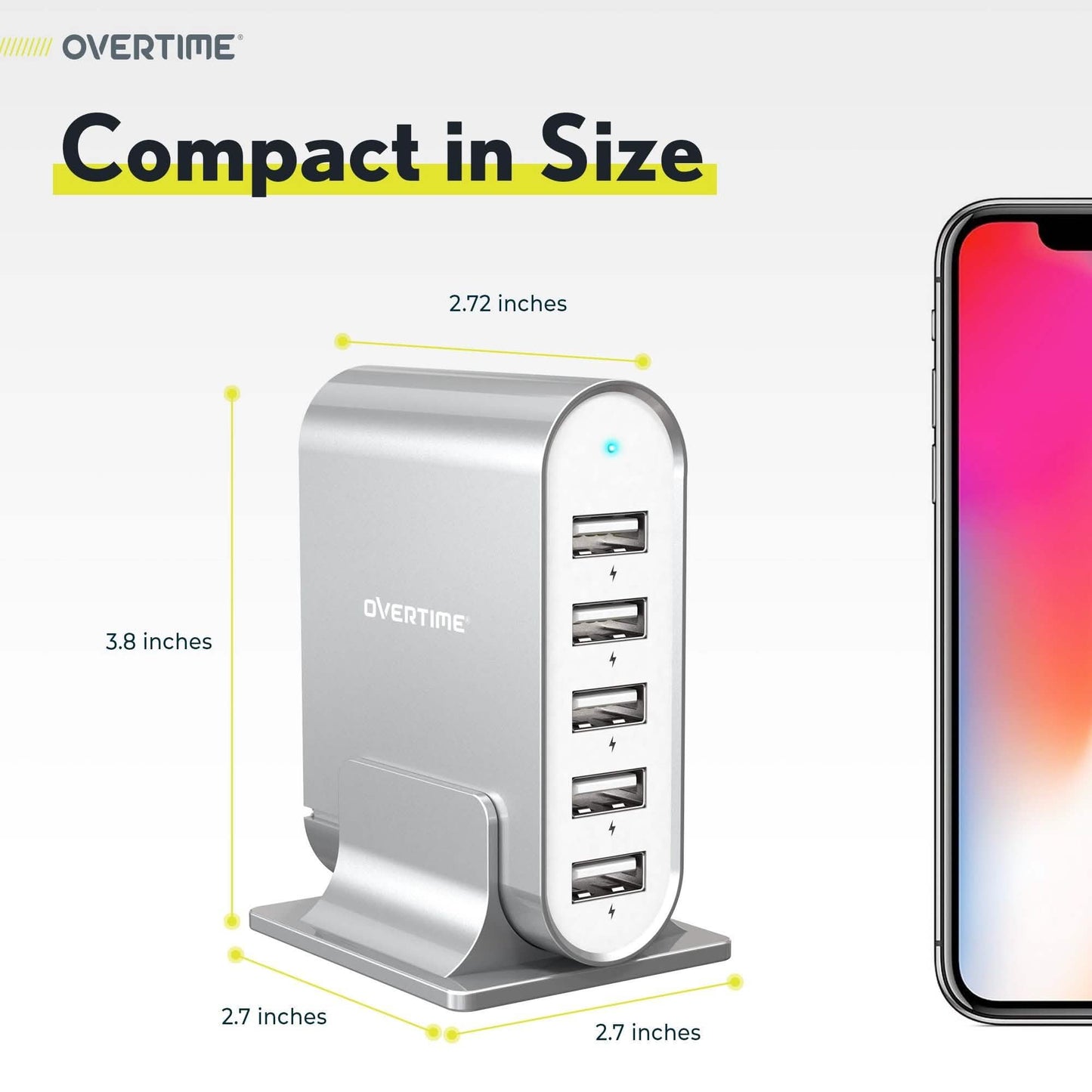 Hochleistungs-USB-Desktop-Ladestation mit 35,5 W/7,1 A und 5 Anschlüssen