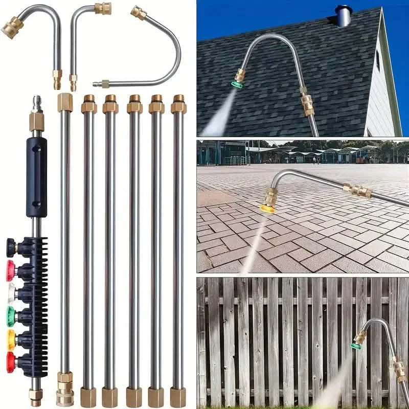 Hochdruckreiniger-Verlängerungsrohr, 1/4" Schnellanschluss Power Washer Lanze mit 6 Düsenspitzen