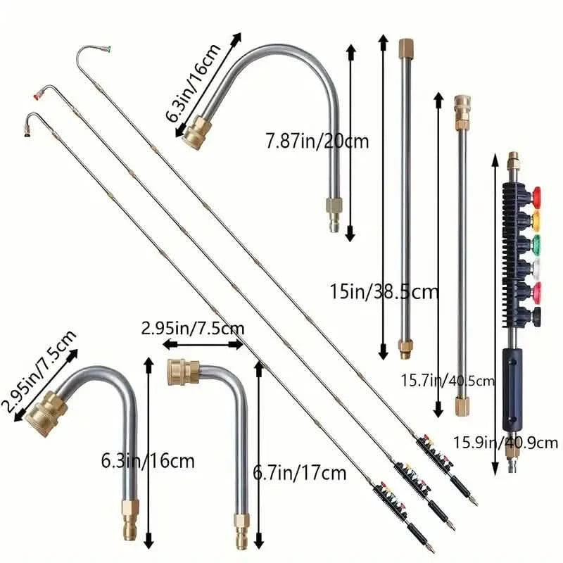 Hochdruckreiniger-Verlängerungsrohr, 1/4" Schnellanschluss Power Washer Lanze mit 6 Düsenspitzen