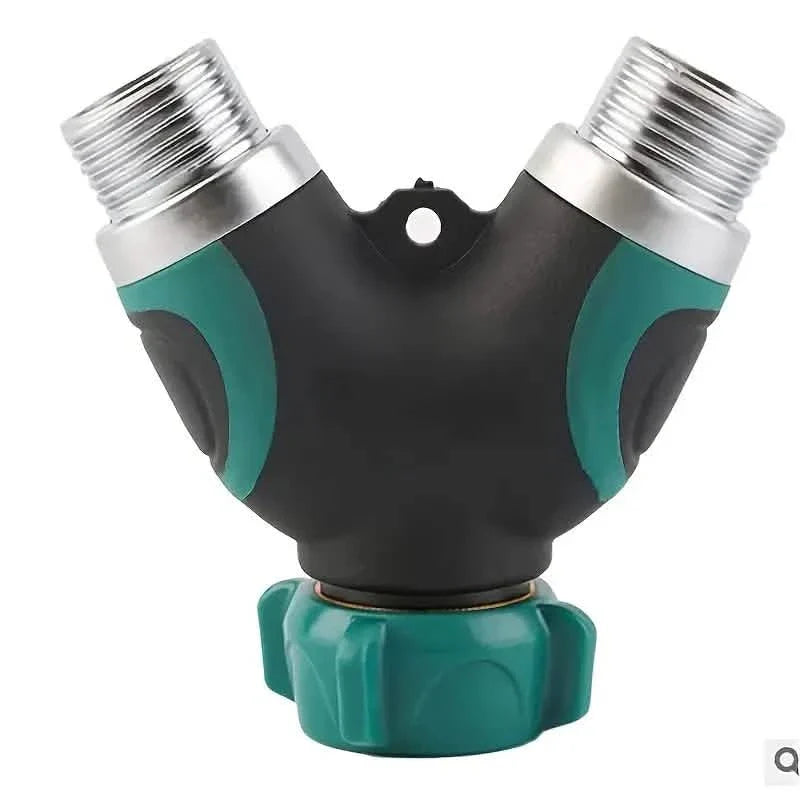 Schlauchverteiler 2-Wege 3/4" Wasserhahn Y-Verteiler mit Absperrventil