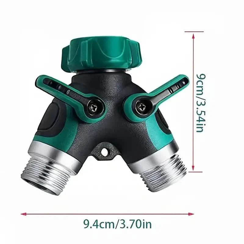 Schlauchverteiler 2-Wege 3/4" Wasserhahn Y-Verteiler mit Absperrventil