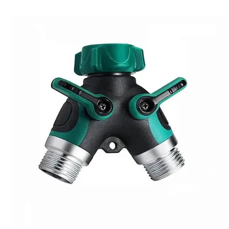 Schlauchverteiler 2-Wege 3/4" Wasserhahn Y-Verteiler mit Absperrventil