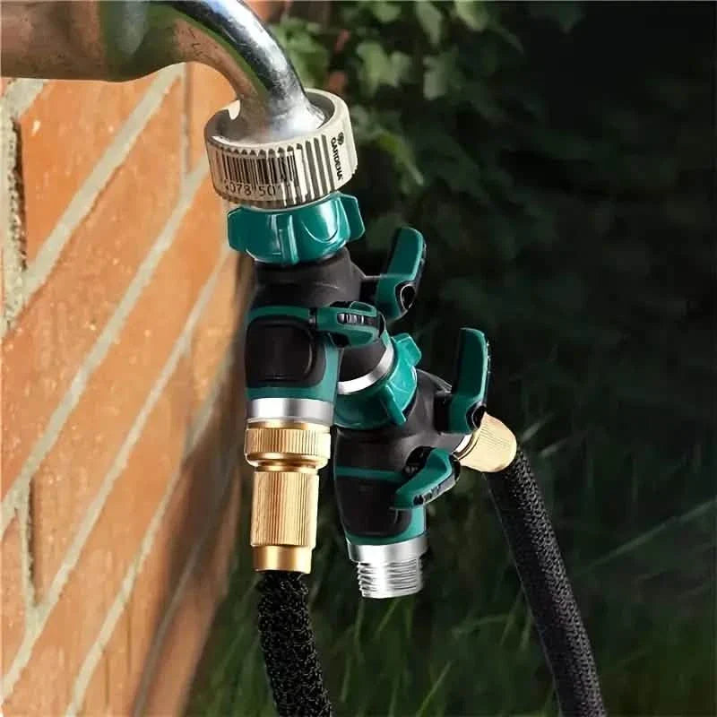 Schlauchverteiler 2-Wege 3/4" Wasserhahn Y-Verteiler mit Absperrventil