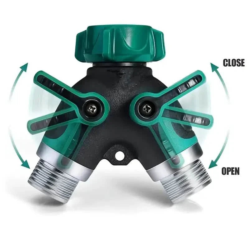 Schlauchverteiler 2-Wege 3/4" Wasserhahn Y-Verteiler mit Absperrventil