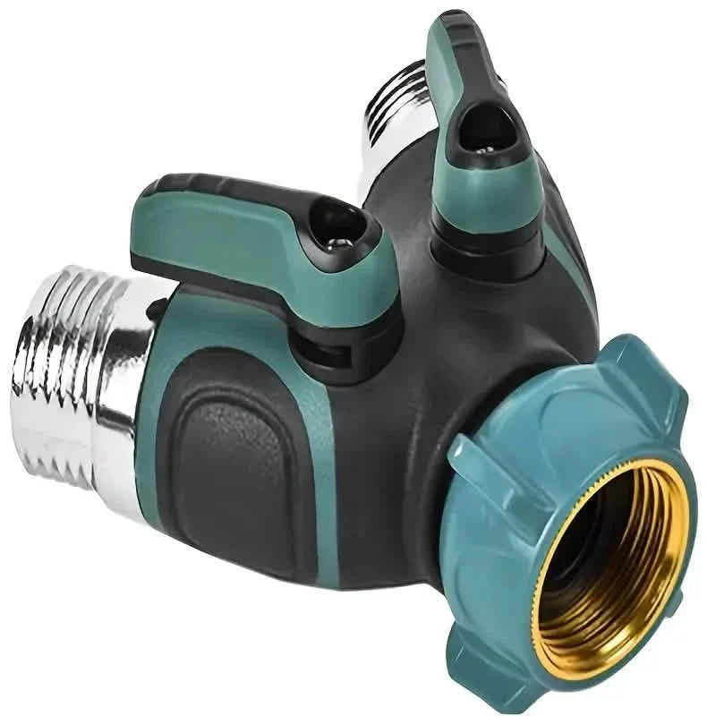 Schlauchverteiler 2-Wege 3/4" Wasserhahn Y-Verteiler mit Absperrventil