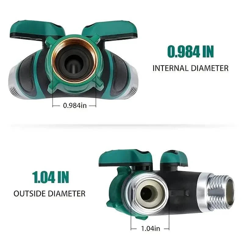 Schlauchverteiler 2-Wege 3/4" Wasserhahn Y-Verteiler mit Absperrventil