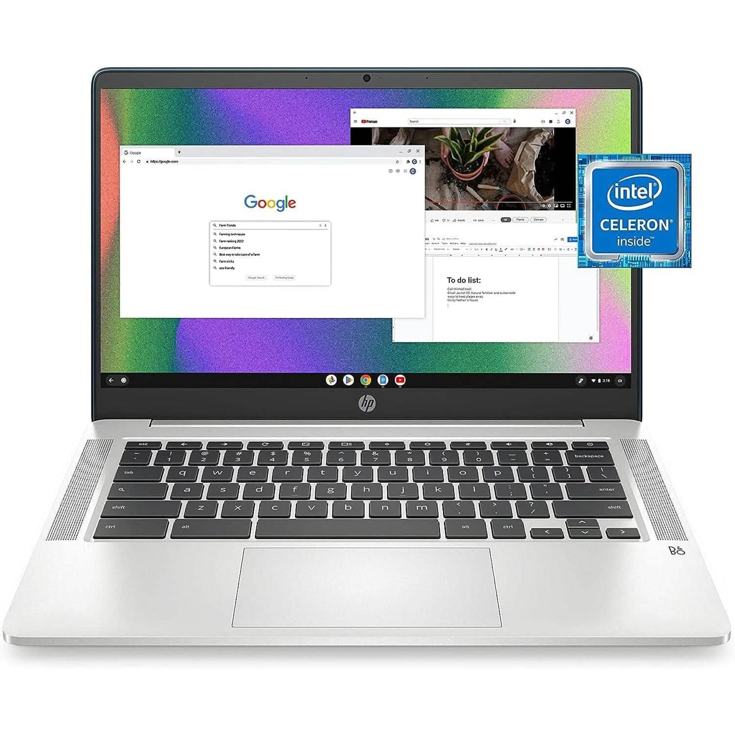 HP 14a-na0220nr, 14" HD Chromebook Intel Celeron N4120, 4GB RAM, 64GB eMMC (Generalüberholt)