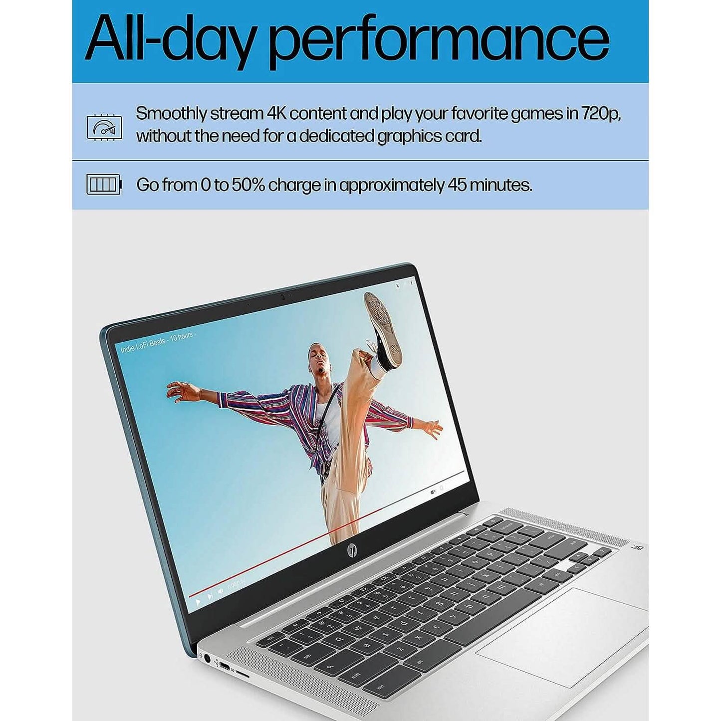 HP 14a-na0220nr, 14" HD Chromebook Intel Celeron N4120, 4GB RAM, 64GB eMMC (Generalüberholt)